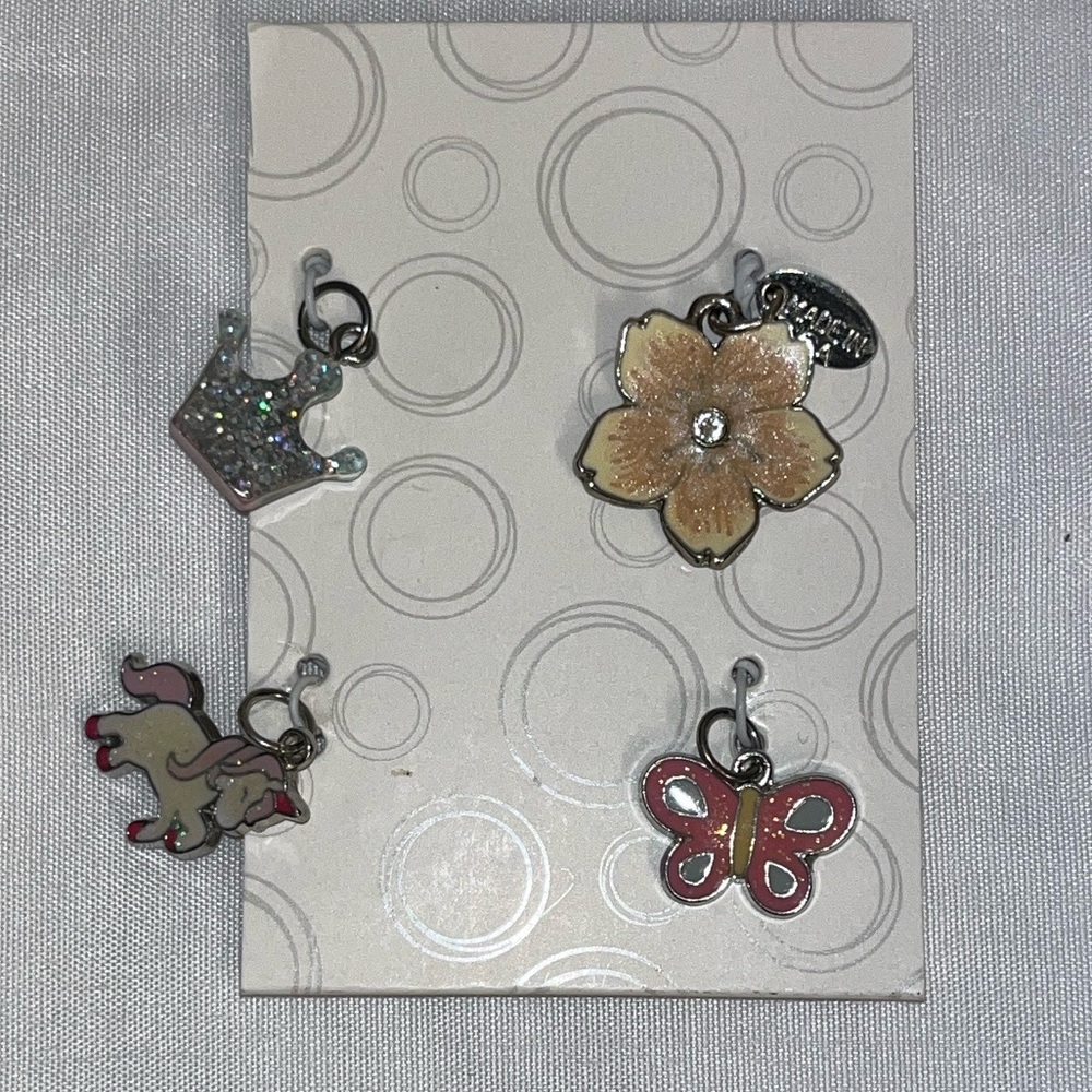 Assorted Charms Set with Flower, Butterfly, Unicorn, and Crown